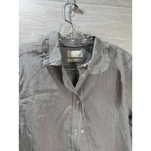 J.Crew Classic-fit Ruffleneck Shirt Stripe Size 2‎ NWOT - Picture 8 of 9